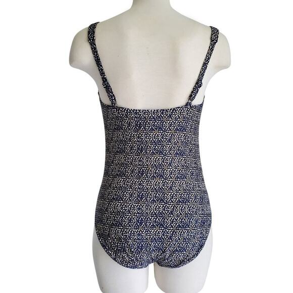 Bond-Eye Australia Nip Tuck Tummy Control Navy Gold Print Swimsuit 12 D/DDD - Picture 4 of 16